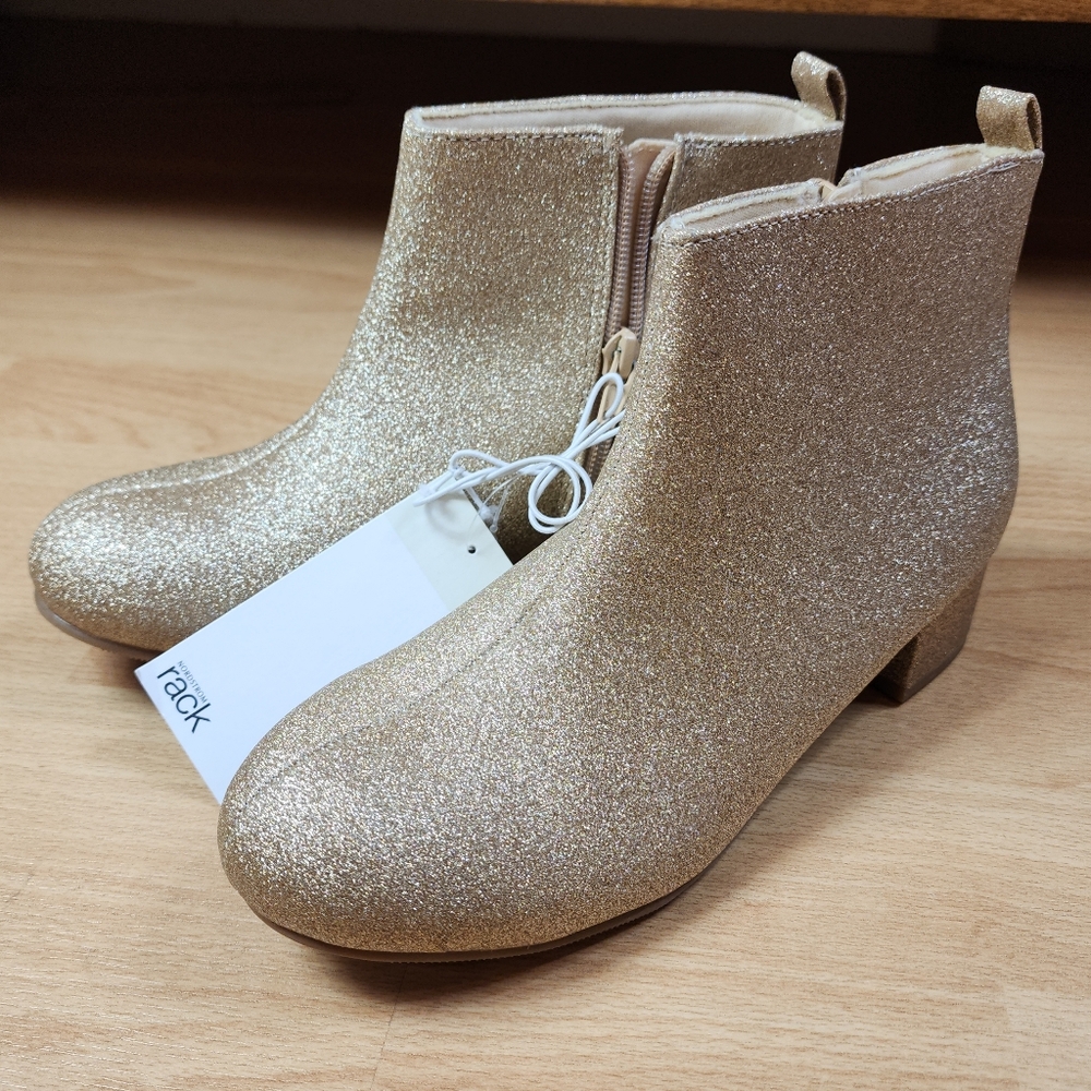 NWT‎ Nordstrom Gold Sparkle Glitter Boots Big Kids Size 5M